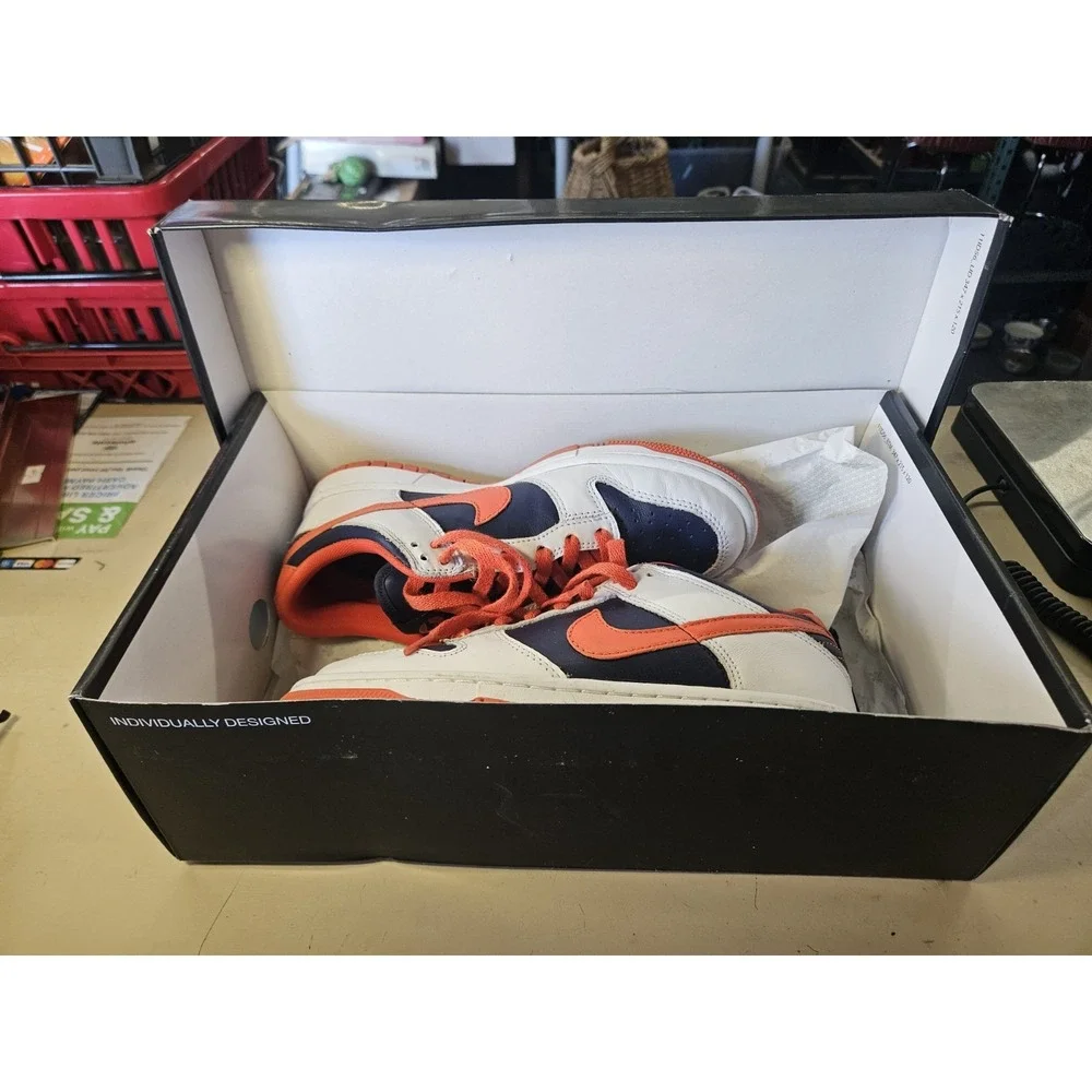 NIKEID BEARS THEME Sz 7.5 Lace-Up Athletic Colorblock Sneakers Blue White Orange